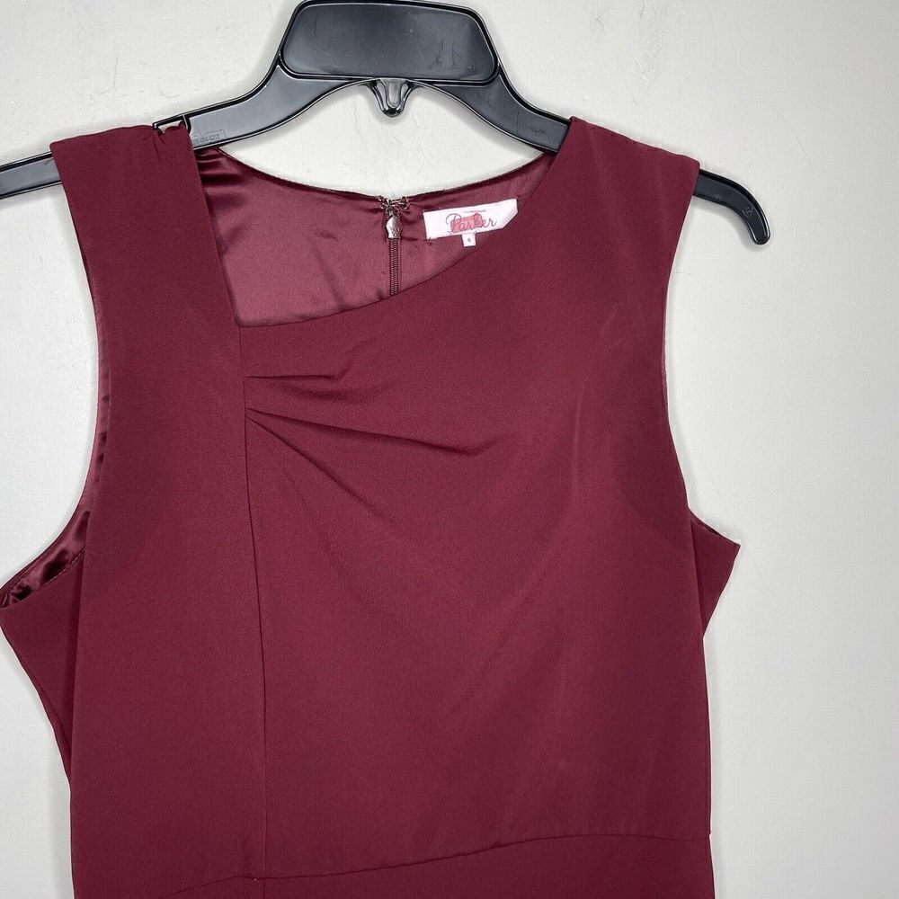 PARKER Jeanie Dress Womens 8 Sleeveless Knee Length Sheath Burgundy Red Career - Picture 4 of 10